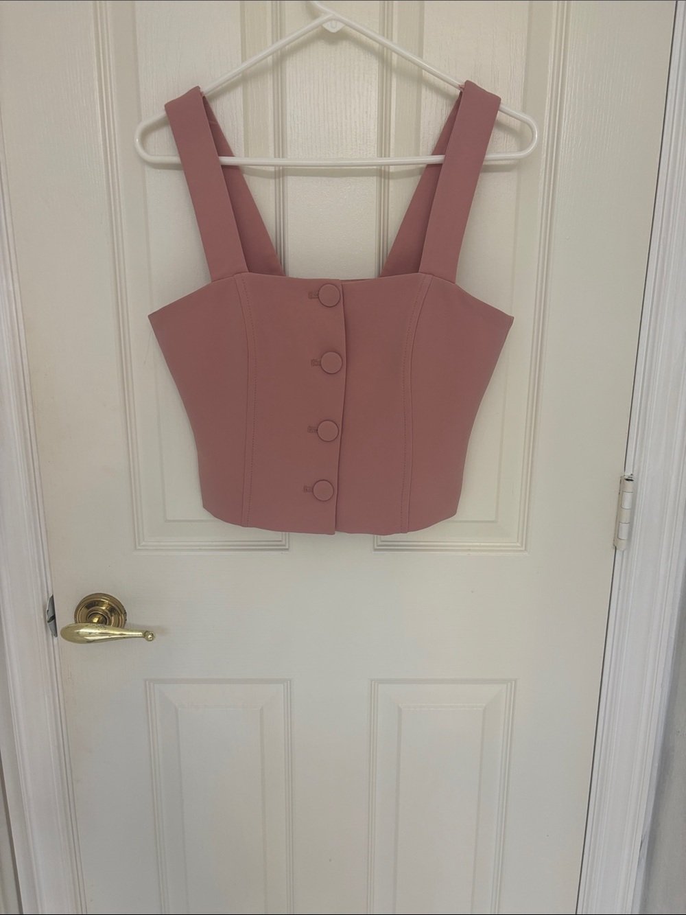 Zara Mauve Button-Front Structured Crop Top
